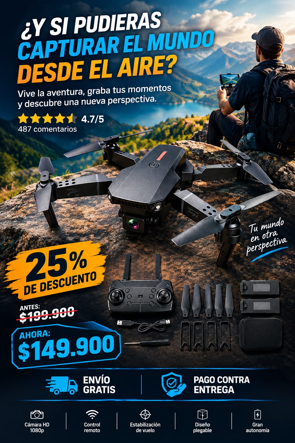 SUPER DRONE E88 PRO PLEGABLE