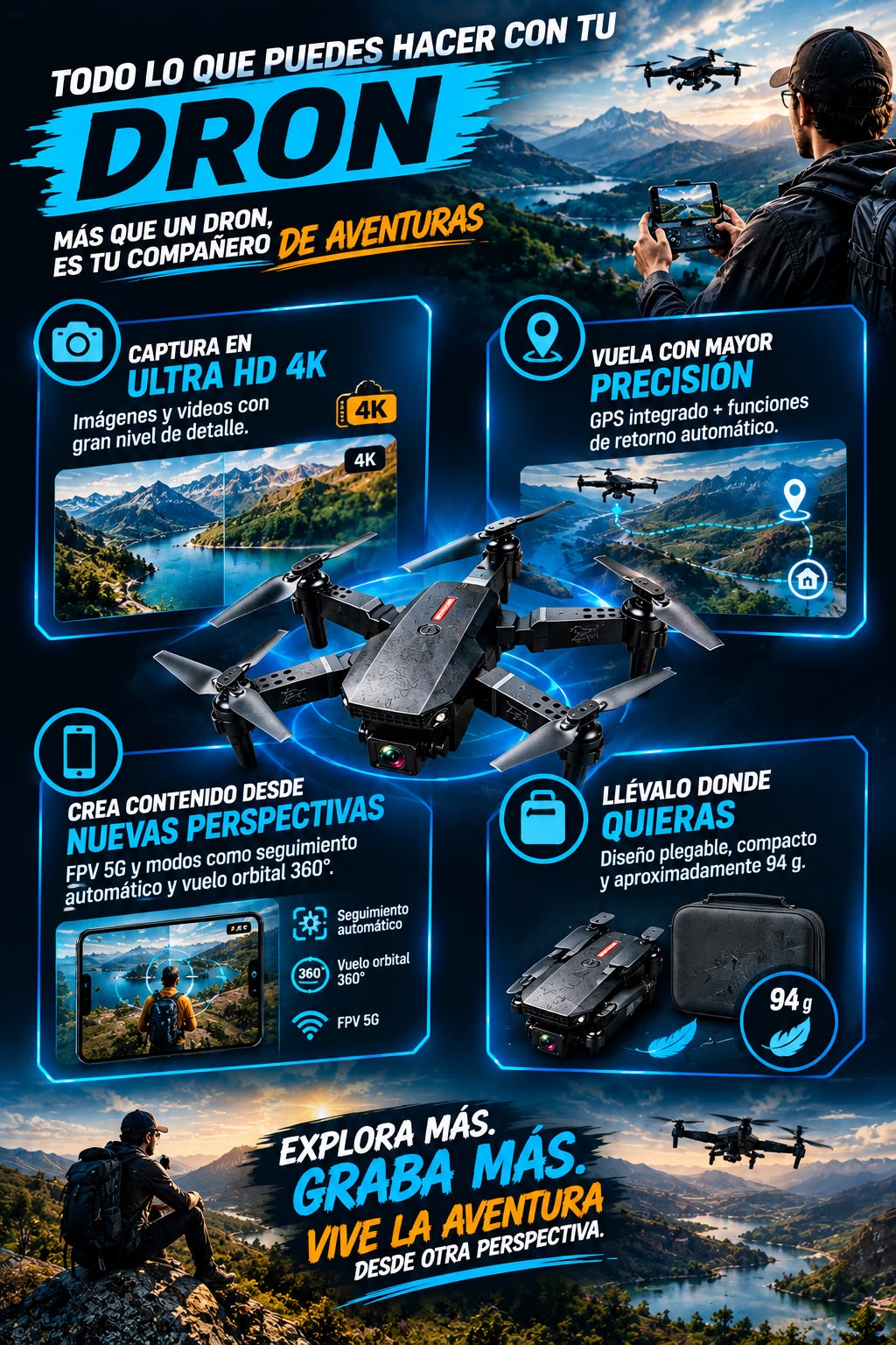 SUPER DRONE E88 PRO PLEGABLE