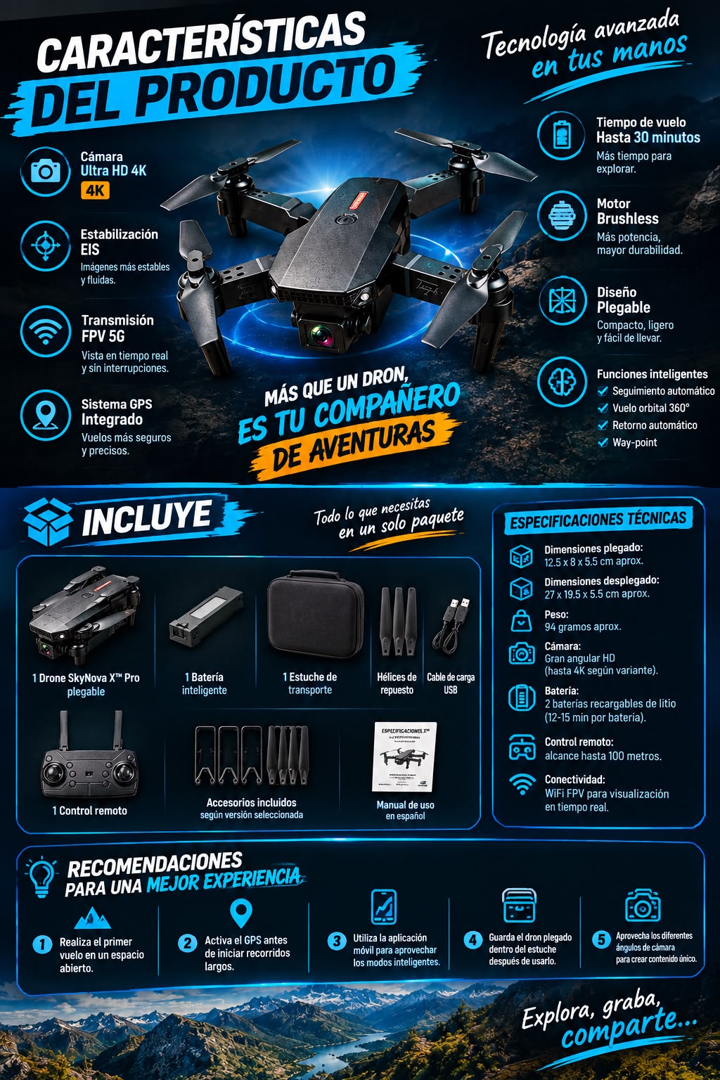 SUPER DRONE E88 PRO PLEGABLE