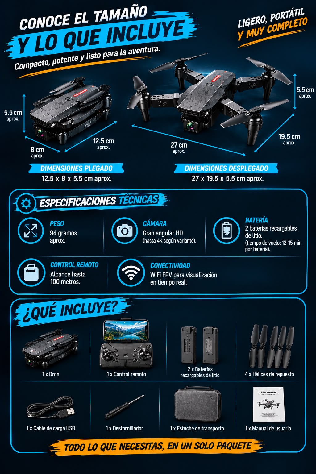 SUPER DRONE E88 PRO PLEGABLE